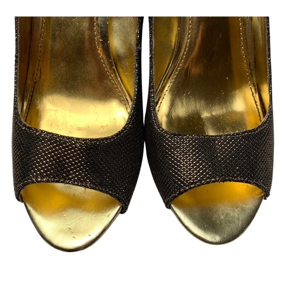 Rampage women's black and gold peep toe heels, 7.5 - Picture 4 of 13